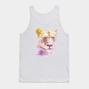 Lioness Superimposed Watercolor Tank Top